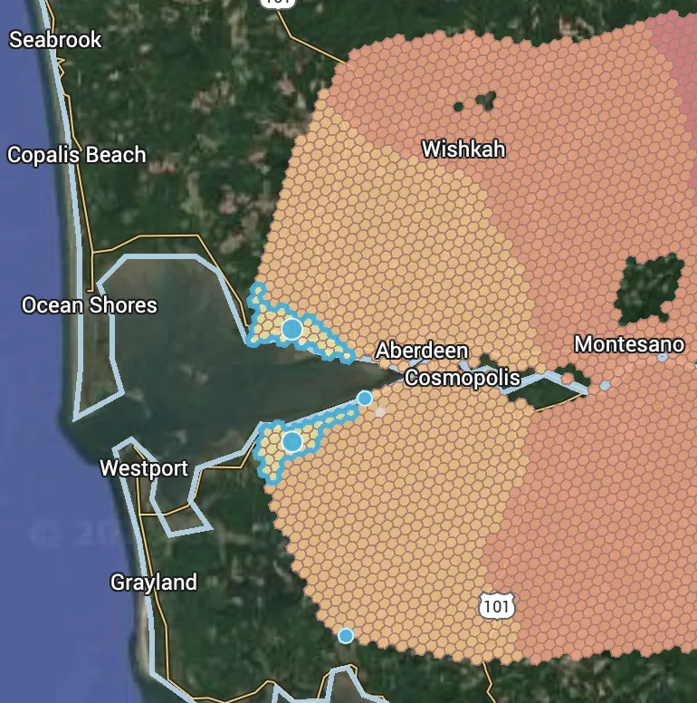 map showing wind turbine feasibility analysis