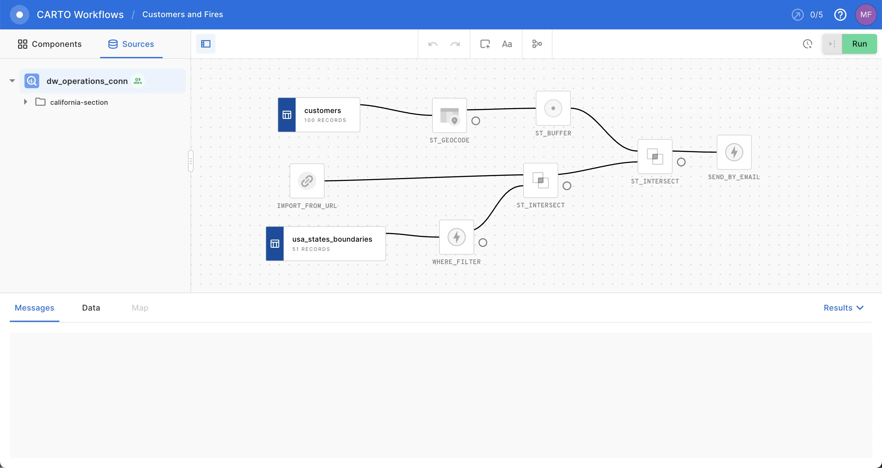 CARTO Workflows for wildfire risk 