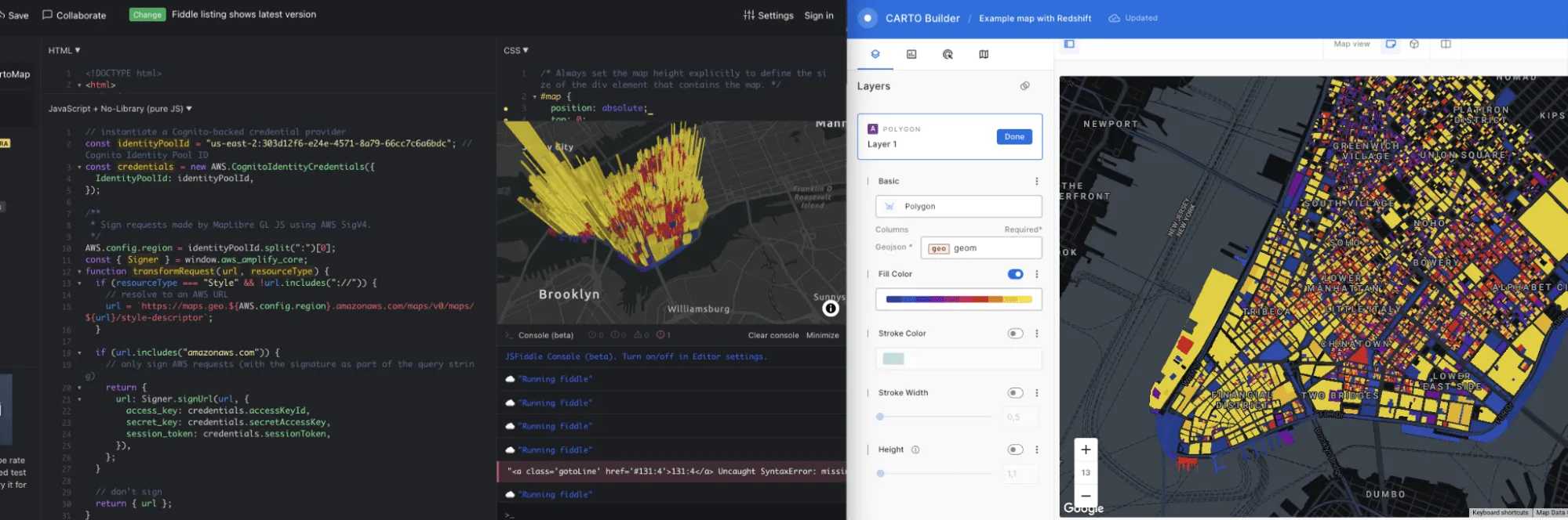 Screenshots of CARTO Spatial Extension for Redshift
