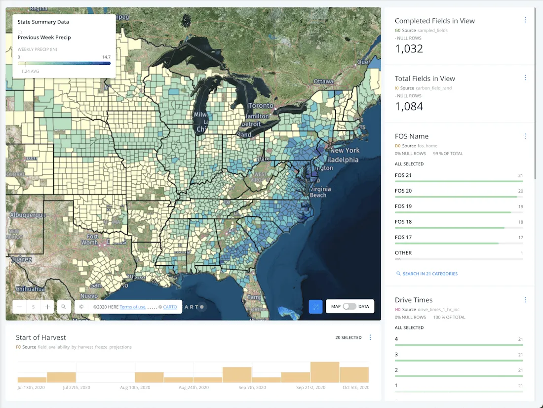 Map showing county choropleth layer