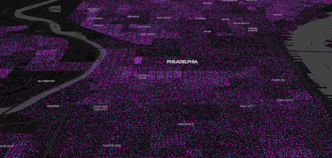 Screenshot of view of Philadelphia at 75% vaccination rate