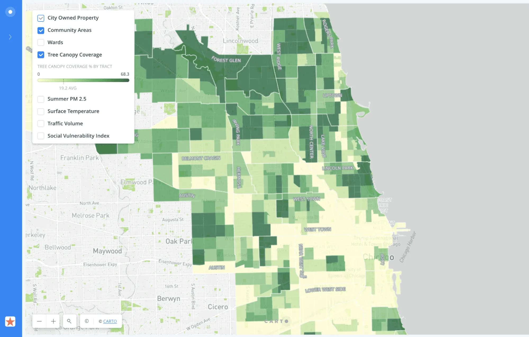 Screenshot of tree equity solution