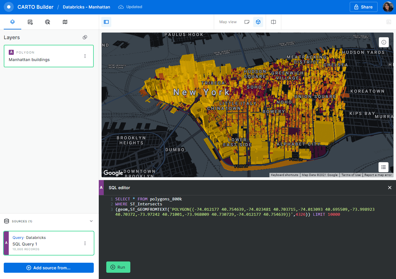 Screenshot of CARTO Spatial Extension for Databricks
