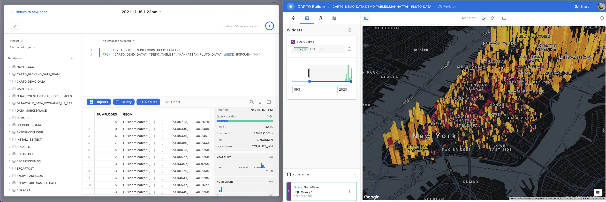 Screenshot of CARTO Spatial Extension for Snowflake