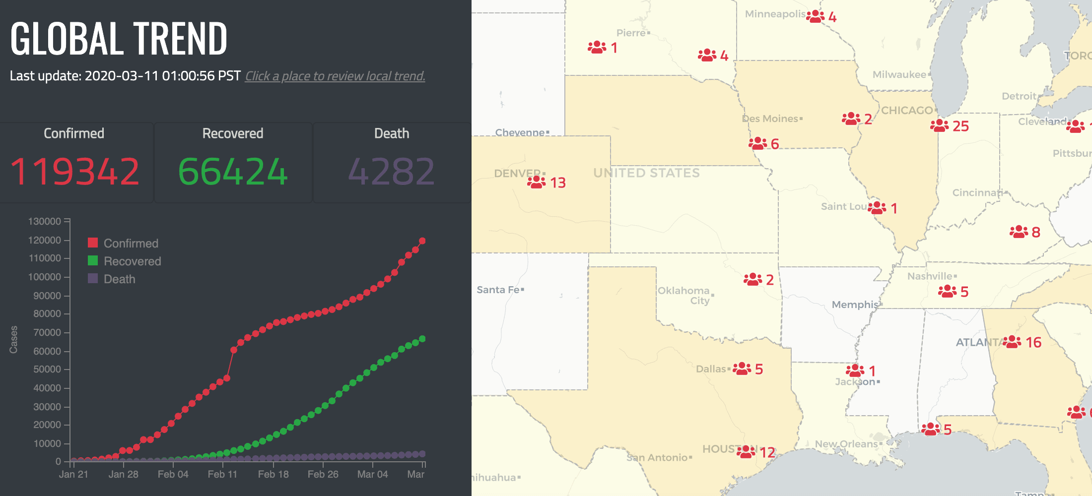 Infection Map by University of Washington