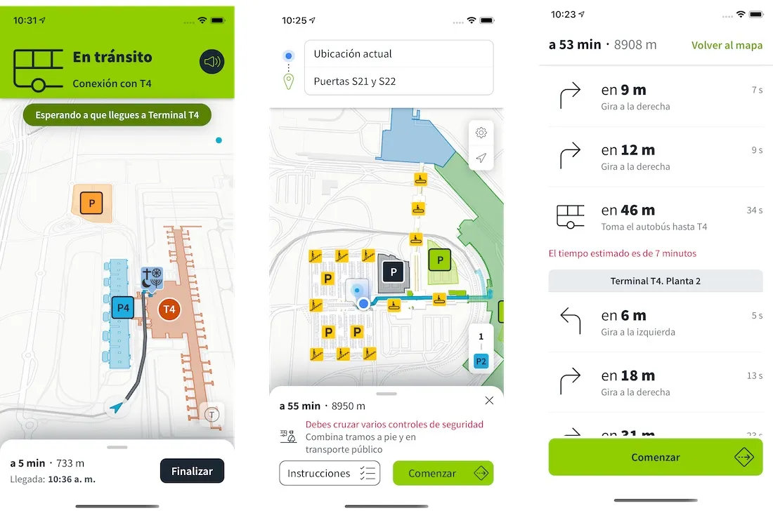Screenshots of the iOS application