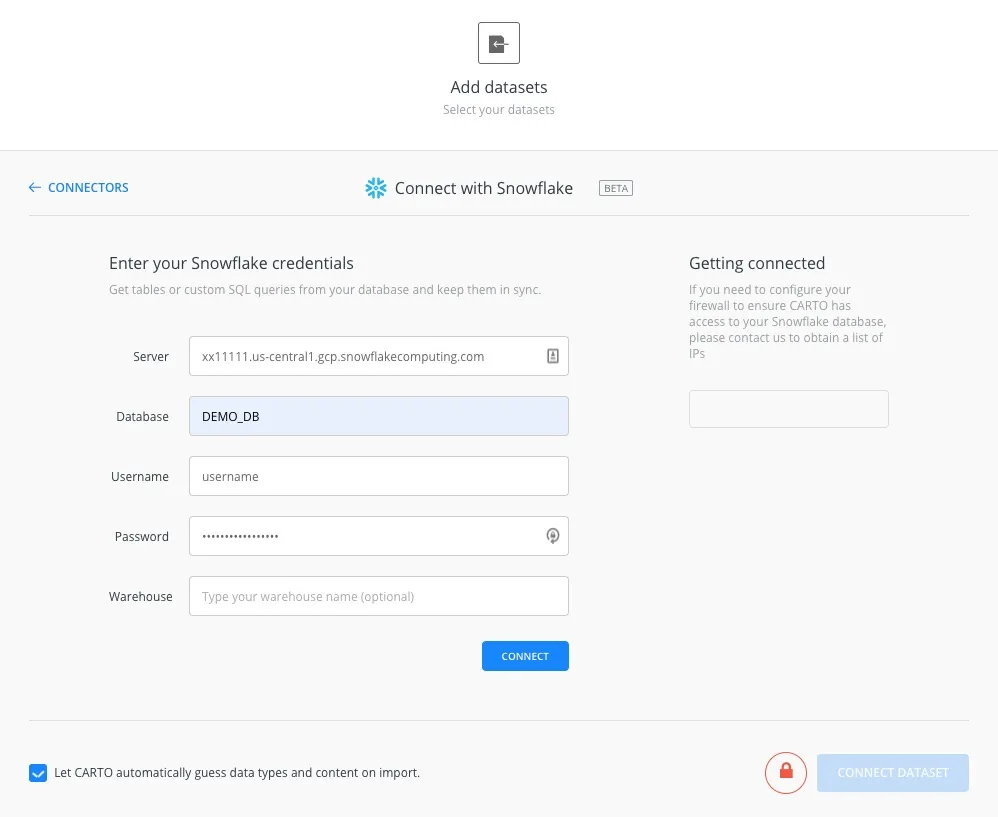 A screenshot showing the process of importing the data into CARTO