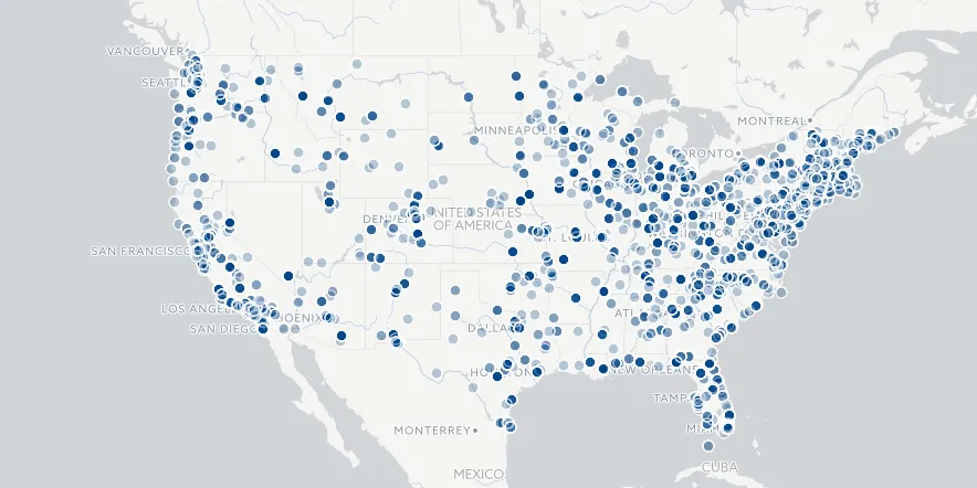 This map shows attendance of over 1,000 US protests in 2017