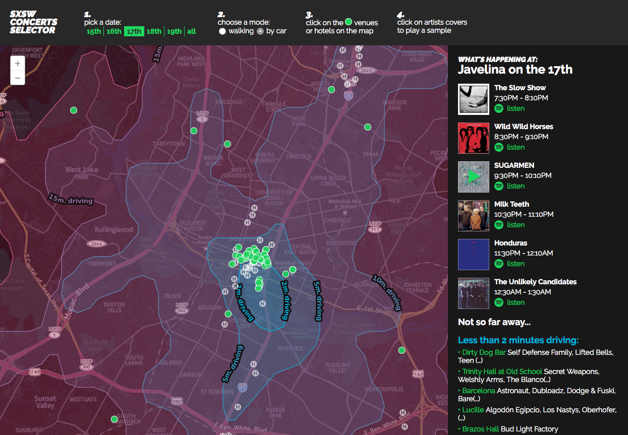 SXSW Concerts Selector