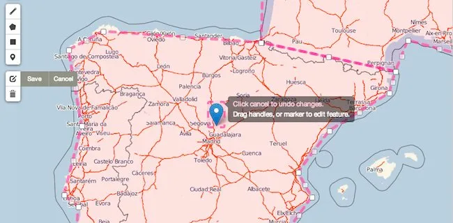 map of spain made with leaflet.draw plugin