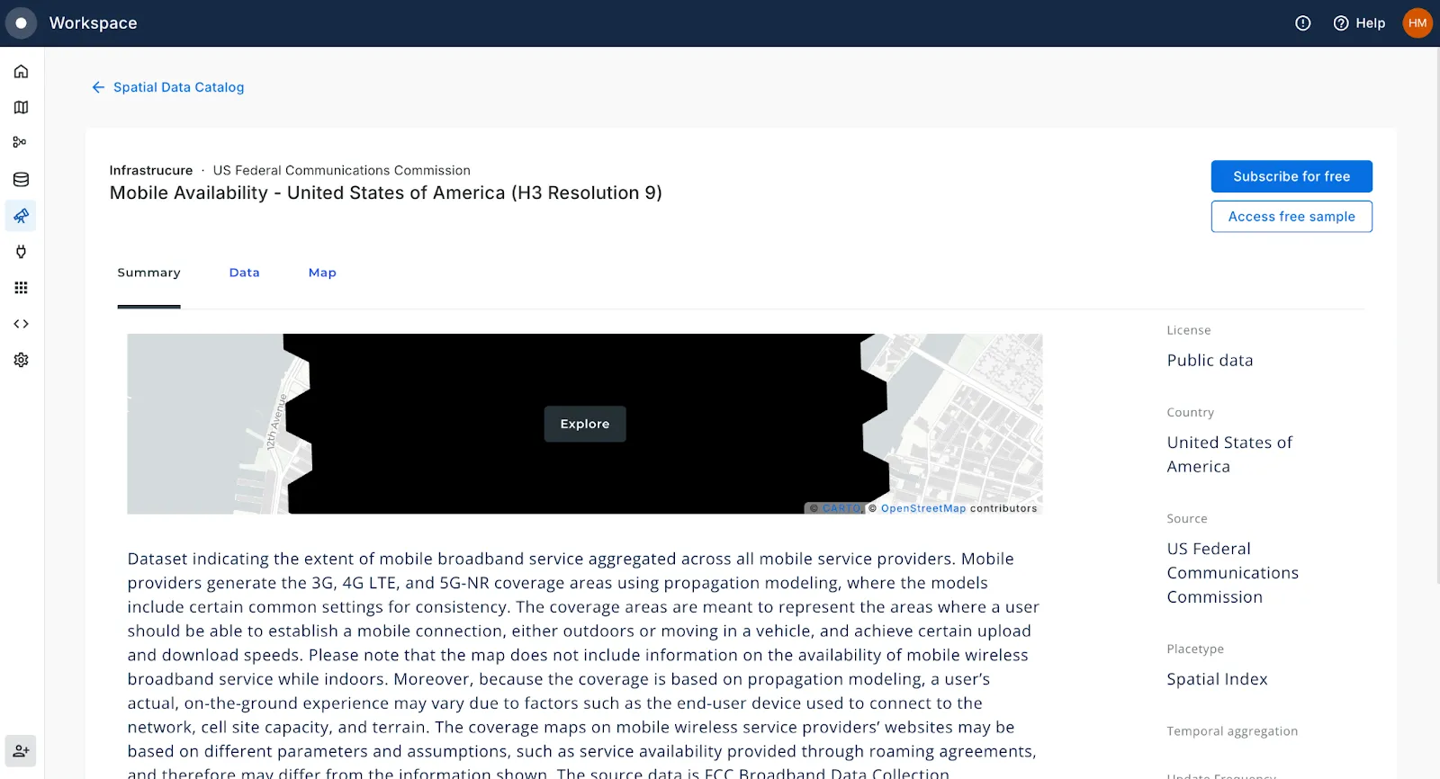 A screenshot of the CARTO Data Observatory