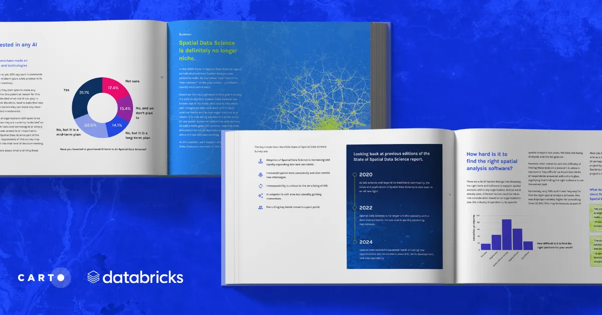 A promotional image for the State of Spatial Data Science 2024 report