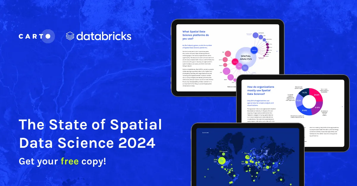 A promotional image for the State of Spatial Data Science 2024 report