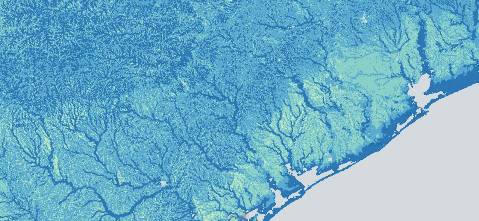 A screenshot of part of a map showing flood risk scores