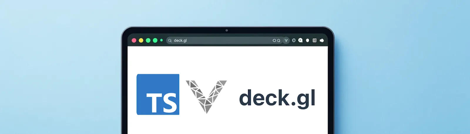 A banner showing typescript, V and deck.gl logos