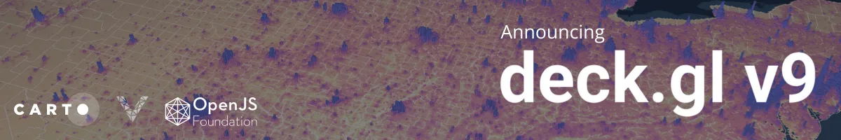 A banner announcing deck.gl v9