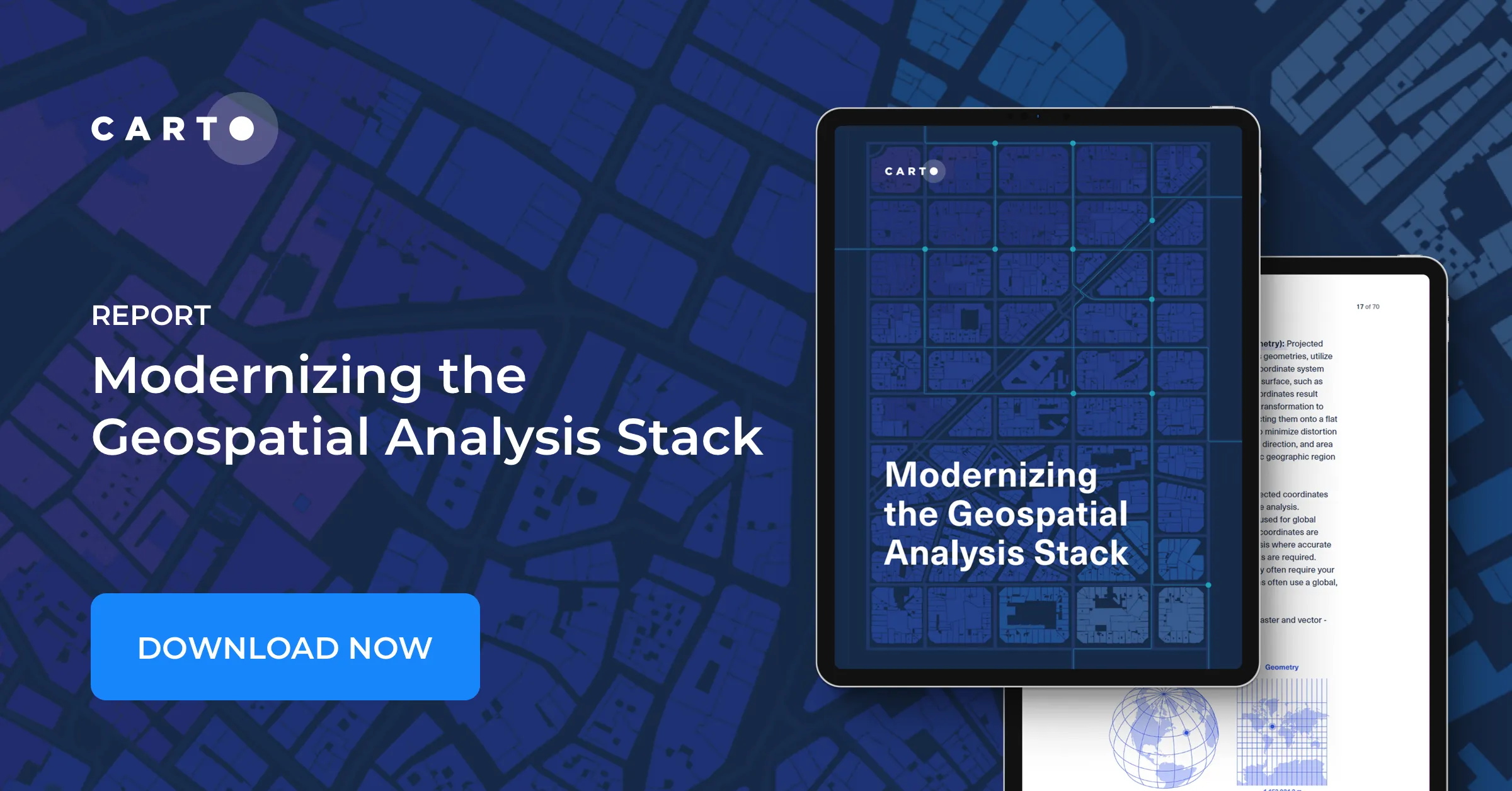 A promotional image for the Modernising the Geospatial Analysis Stack ebook