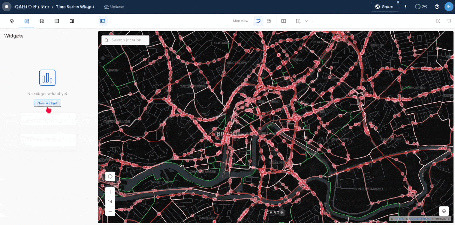 An animated gif showing a time series widget in action