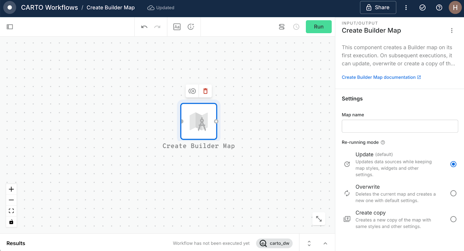 A screenshot of CARTO Workflows