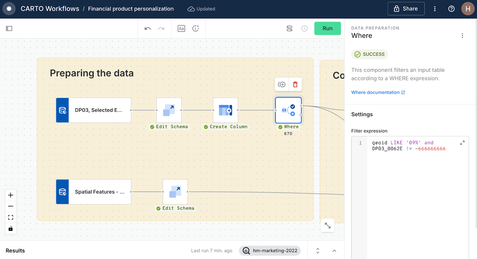 A screenshot of CARTO Workflows