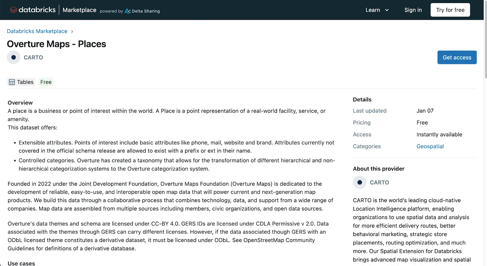 A screenshot of the Databricks Marketplace