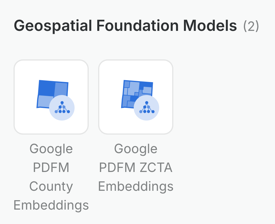 A screenshot showing the CARTO Geospatial Foundation Models components in Workflows