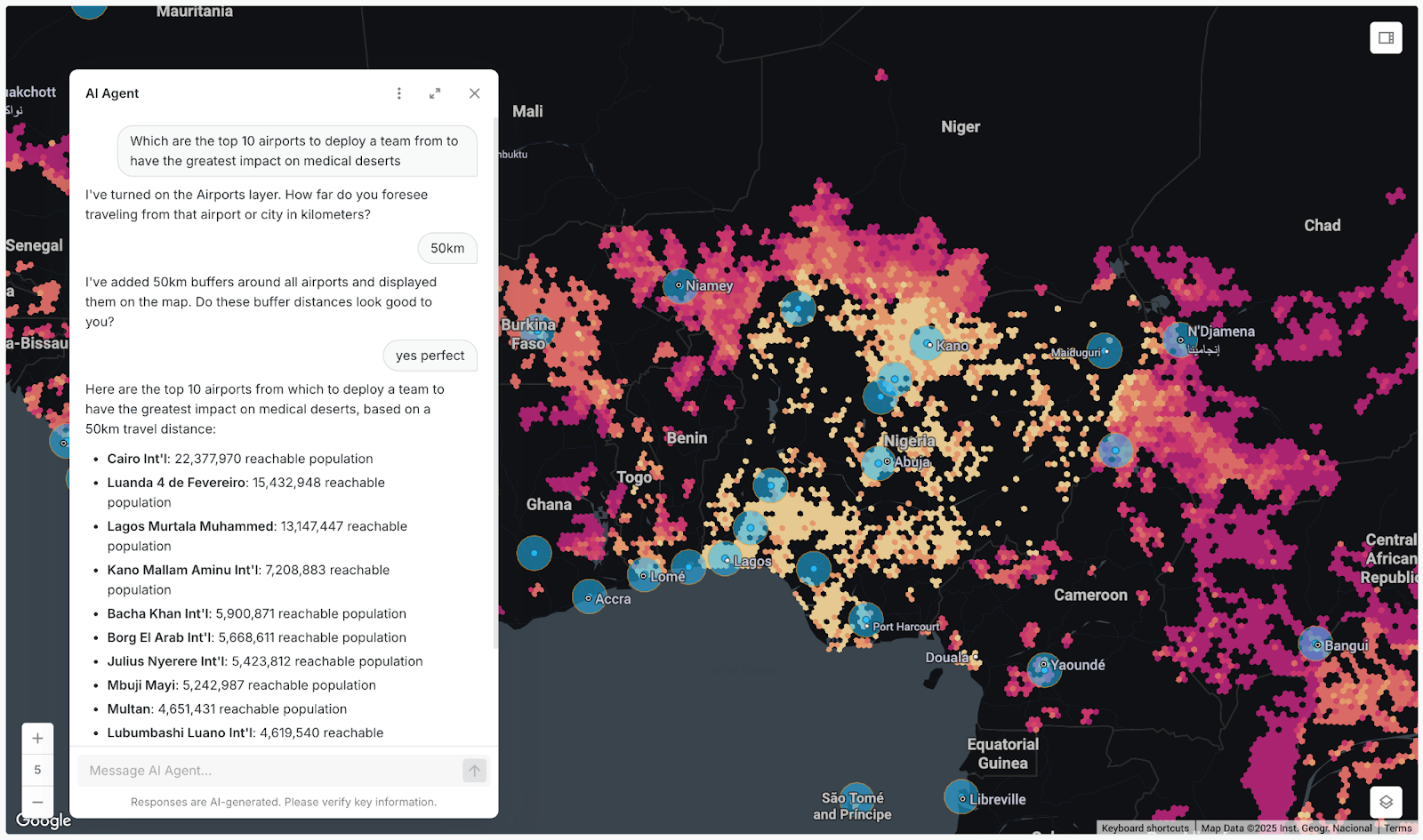 A screenshot of CARTO AI Agents