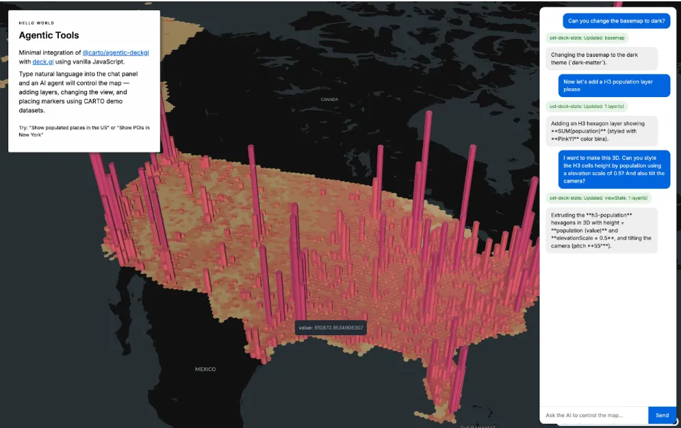 CARTO Agentic Tools interface